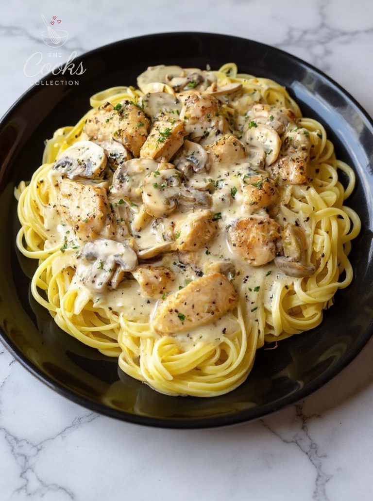 Creamy Garlic Chicken and Mushroom Linguine