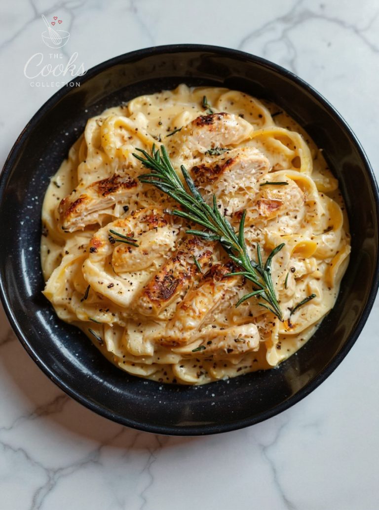 Creamy Garlic Parmesan Fettuccine with Seared Rosemary Chicken