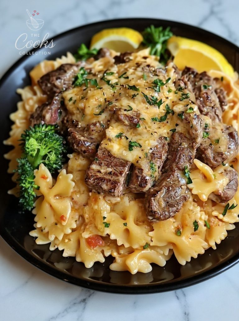 Garlic Butter Steak with Creamy Cajun Bowtie Pasta