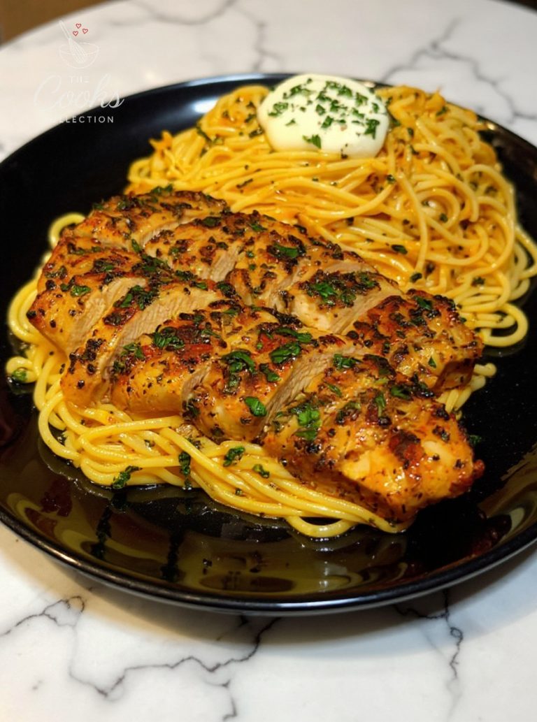 Garlic Herb Butter Chicken with Lemon-Parmesan Spaghetti