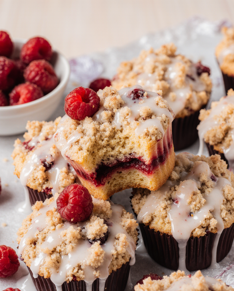 Raspberry Streusel Muffins with Vanilla Glaze