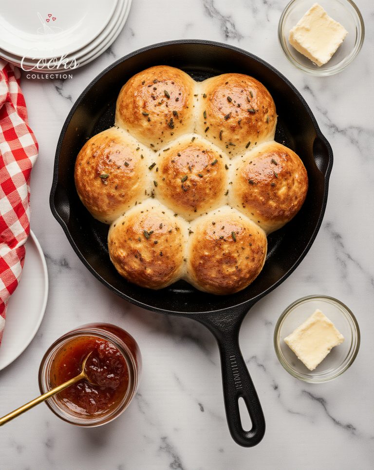 Skillet Dinner Rolls with Brown-Butter Herb Glaze