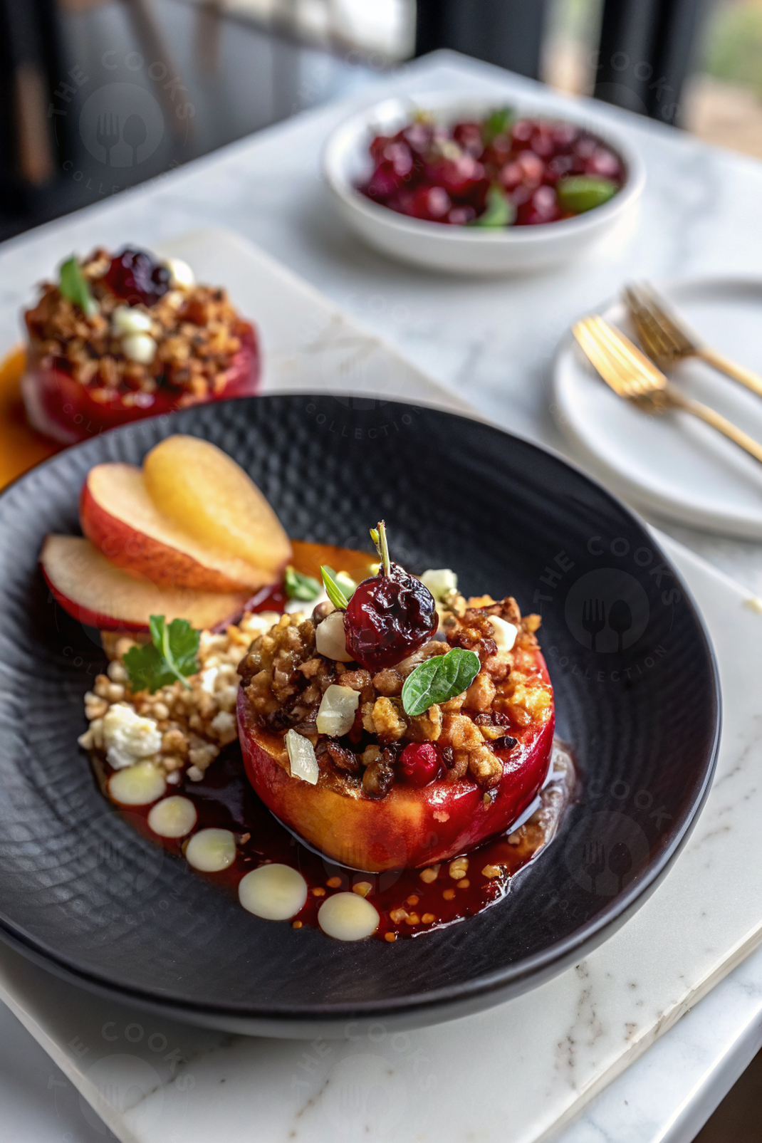 Baked Apples with Cranberry Crumble & Yogurt Cream