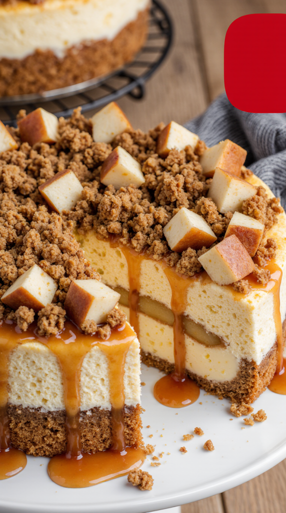 Caramel Apple Crumble Cheesecake