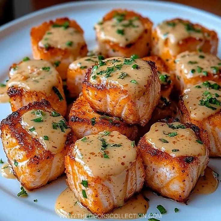 Crispy Salmon Bites with Lemon-Dijon Cream