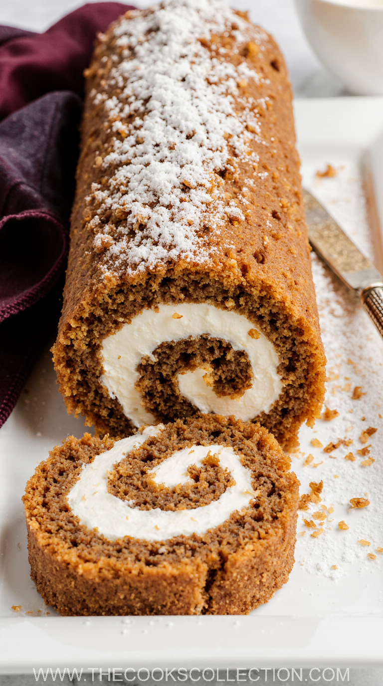 Pumpkin Spice Cake Roll with Vanilla Cream Cheese Filling