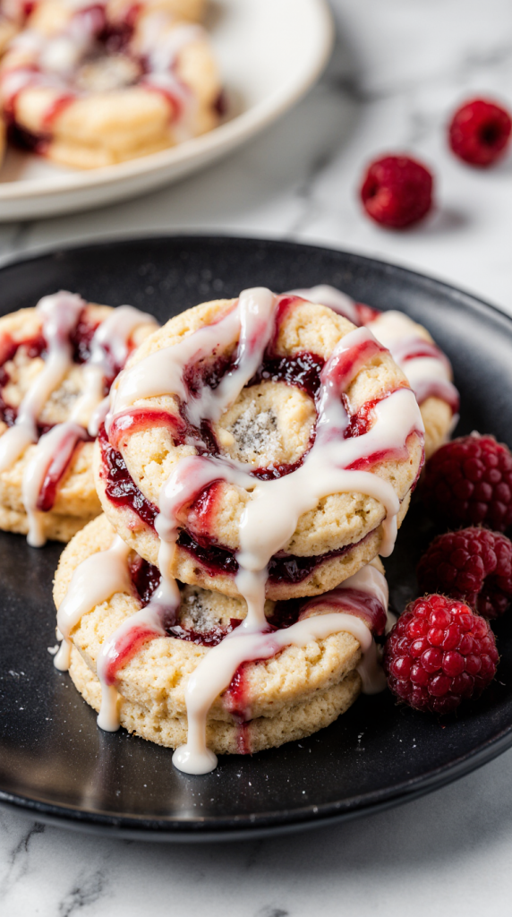Raspberry Thumbprint Cookies with Cream Cheese Icing