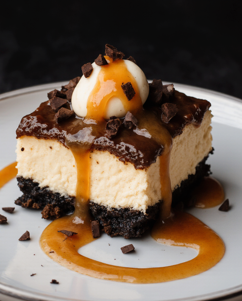 Salted Caramel Chocolate Chunk Cheesecake Bars