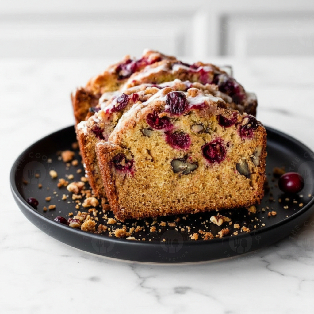 cCranberry Walnut Loaf Cake with Vanilla Glaze