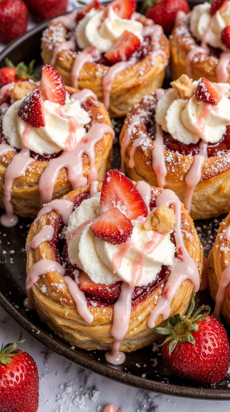 strawberry cheesecake cinnamon rolls